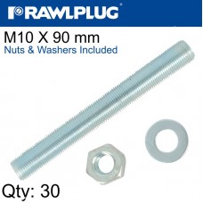 STUD M 10 X 90 X30 PER BOX WITH NUTS AND WASHERS